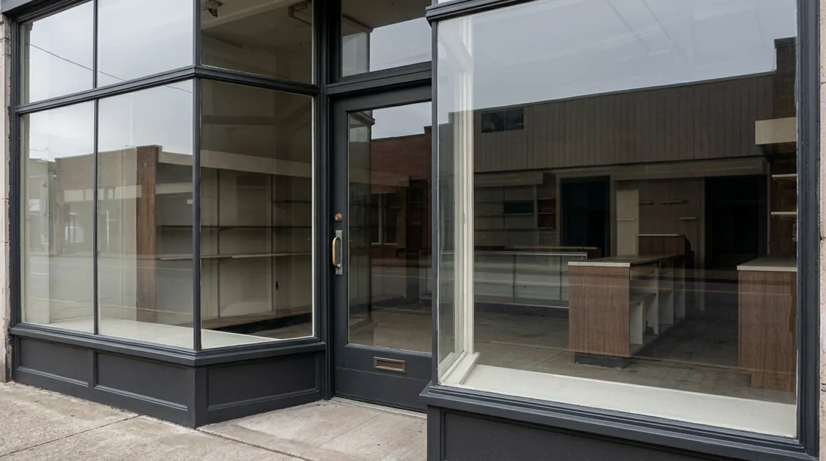 After: Crystal Clear Windows | Music City Cleaner After: The same storefront, now with crystal-clear streak-free glass and clean frames, same angle and same light