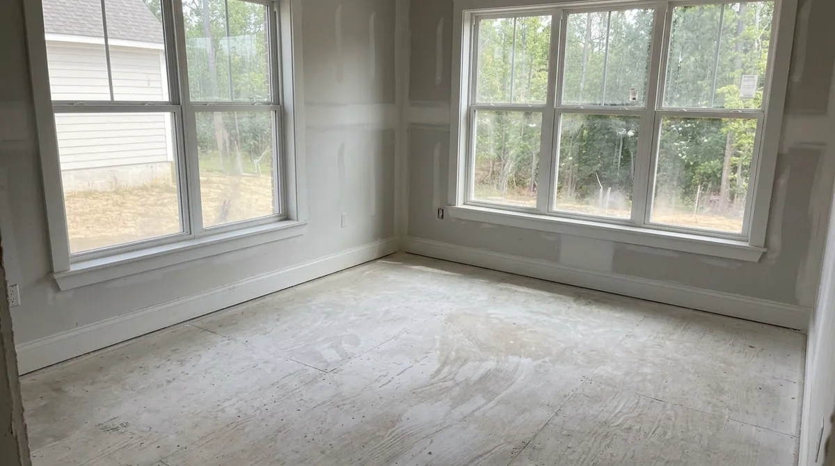 After: Final Clean | Music City Cleaner After: The same room, floor and windows, now completely clean with a dust-free floor, clear spotless windows and no debris, same angle and same light
